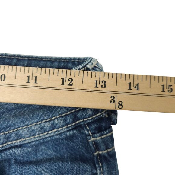 Miss Me Boot Cut Jeans READ Womens 26 Flap Pockets Low Rise Distressed Denim - Picture 16 of 16